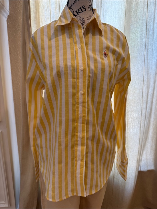 Ralph Lauren Tops - Ralph Lauren Yellow & White Vertical Stripe Button-Down Shirt factory defected.